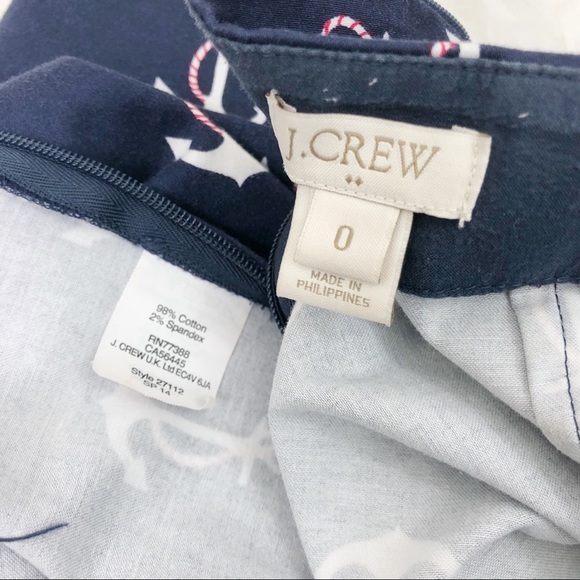 J. Crew Navy Blue Anchor Print Mini Skirt Pockets - Picture 4 of 4